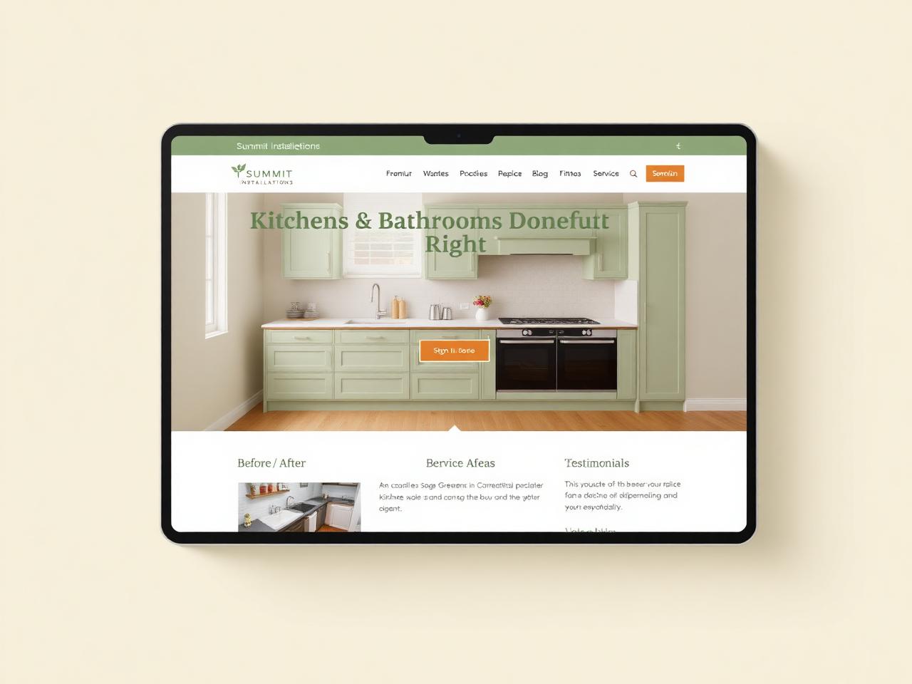 Summit Installations website mockup — a kitchen and bathroom fitter website